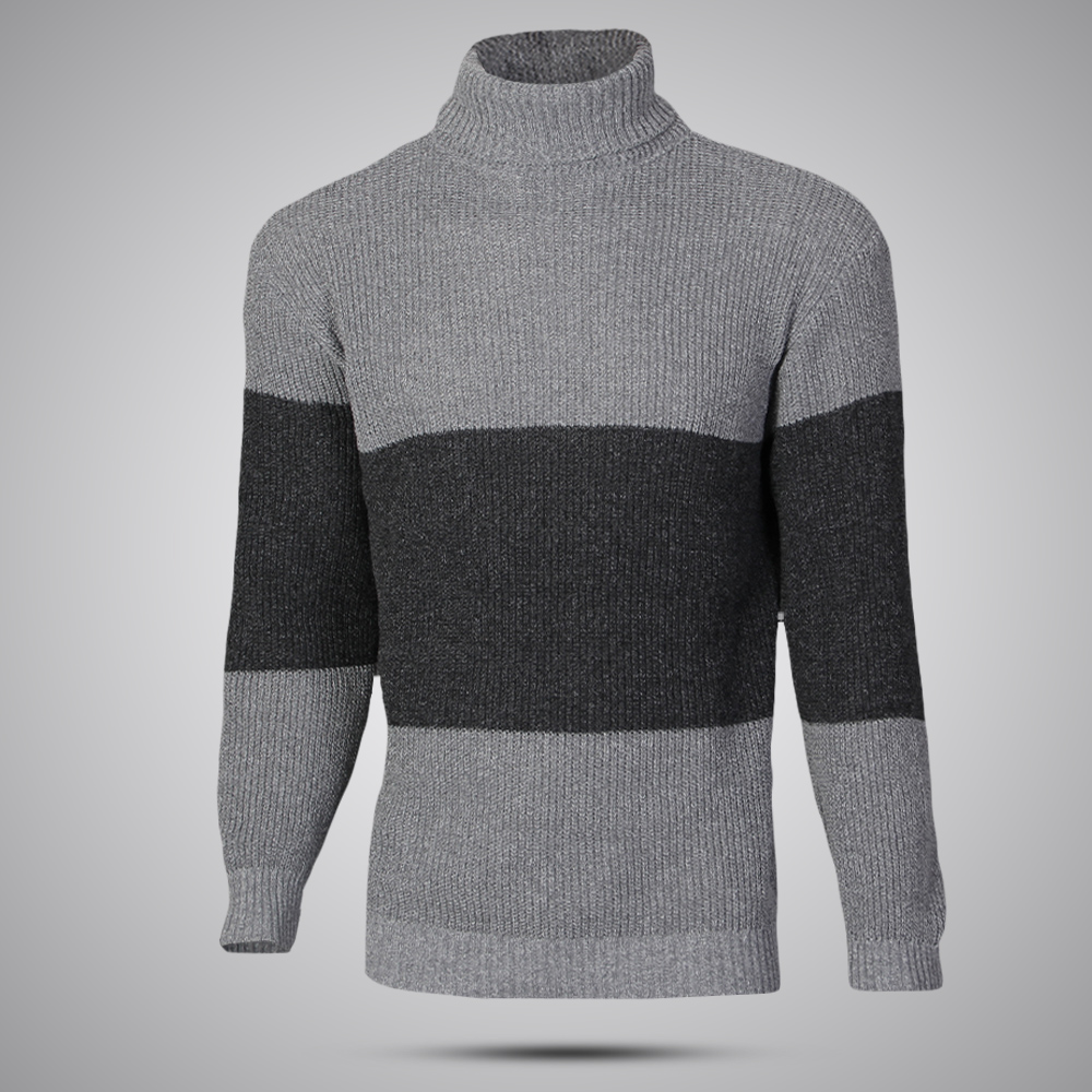 بافت یقه اسکی طوسی نوک مدادی